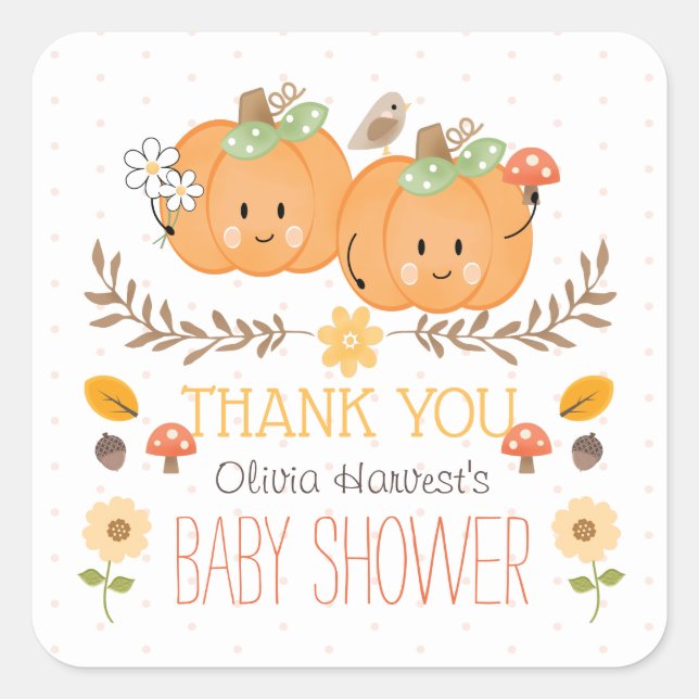 Stickers Baby shower Citrouille Twin Girl (Devant)