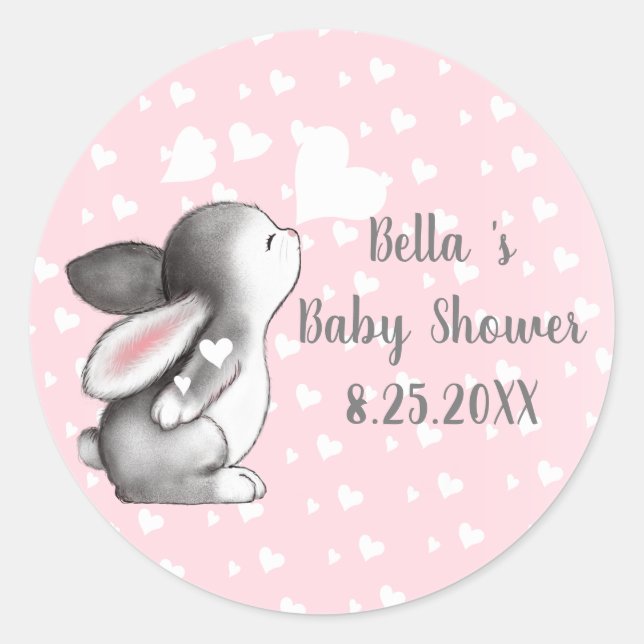 Stickers Baby shower Coeur de Bunny Rose Confetti (Devant)