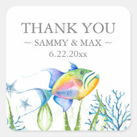 Stickers baby shower coloré Aquarelle Poisson