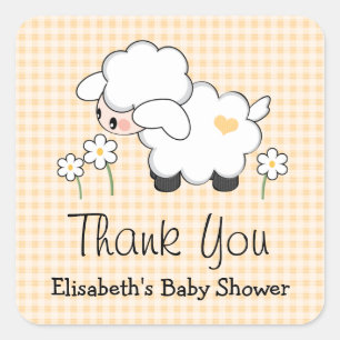 Stickers Baby shower d'agneau jaune Étiquettes