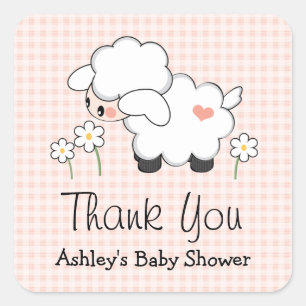 Stickers Baby shower d'agneau rose Étiquettes