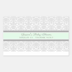 Stickers Baby shower damassé Gris Monnaie Favorise