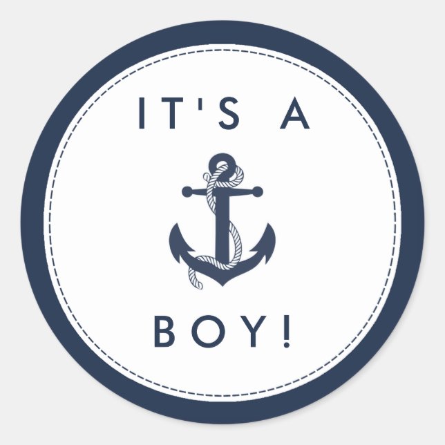 Stickers Baby shower d'Ancres nautiques - C'est un (Devant)