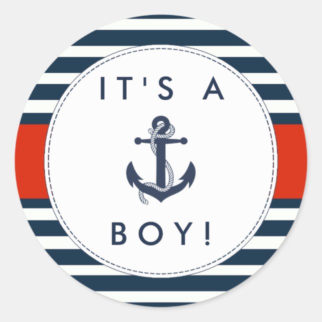Stickers Baby shower d'Ancres nautiques - C'est un (Devant)