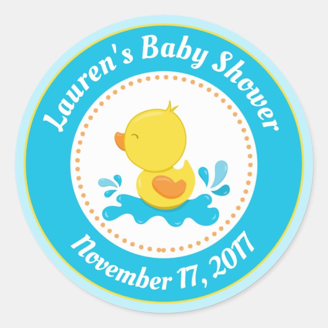 Stickers Baby shower de canard Favoriser Blue Baby (Devant)