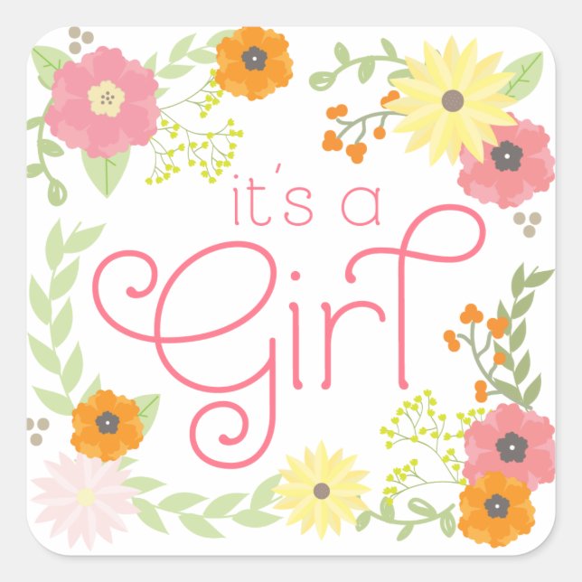 Stickers Baby shower de fleurs douces (Devant)