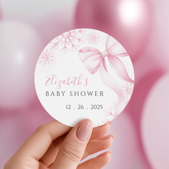 Stickers Baby shower de flocon rose (Créateur téléchargé)