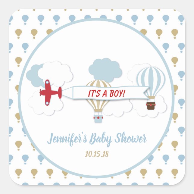 Stickers Baby shower de l'avion vers le haut et ve (Devant)