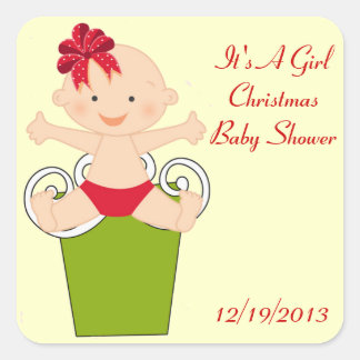 Stickers Baby shower de Noël Fille Favoriser