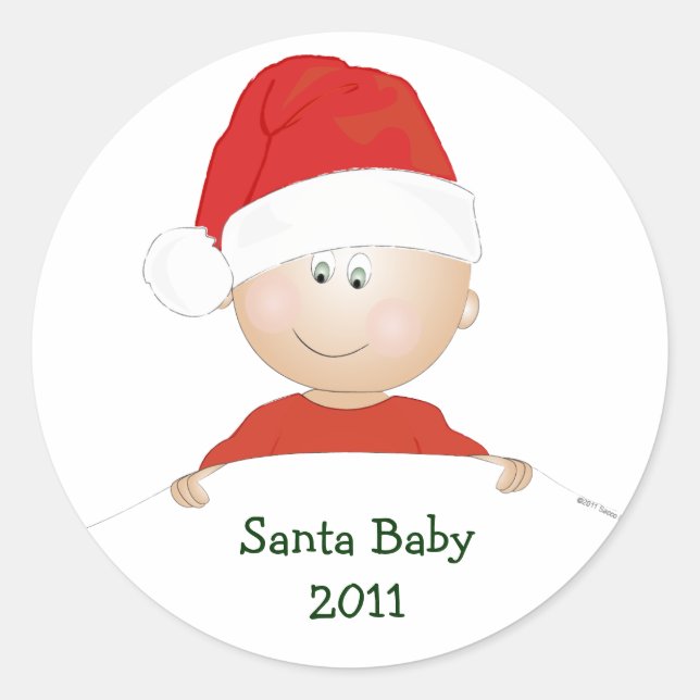 Stickers Baby shower de Noël "Père Noël Baby" (Devant)