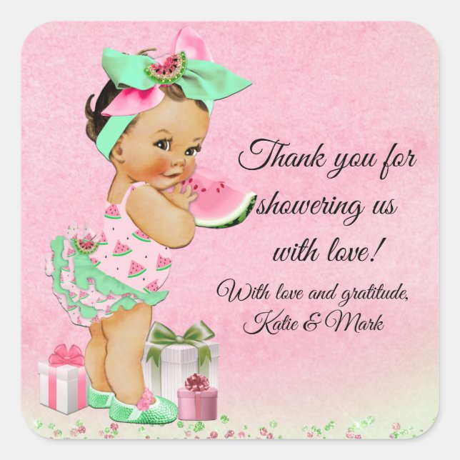 Stickers Baby shower de pastèque Favoriser (Devant)