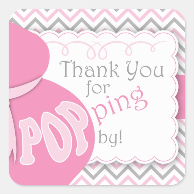 Stickers Baby shower de  préféré du ventre rose (Devant)