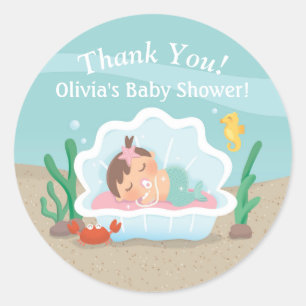 Stickers Baby shower de sirène de mer mignonne