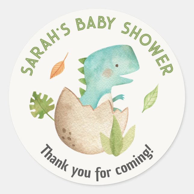 Stickers Baby shower Dinosaure Favoriser  Aquarell (Devant)