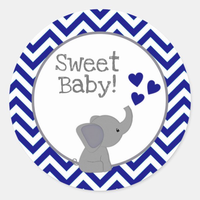 Stickers Baby shower Eléphant de la Marine Garçon  (Devant)