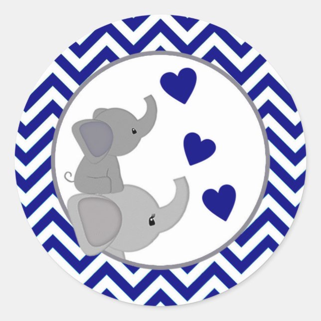 Stickers Baby shower Eléphant de la Marine Garçon  (Devant)