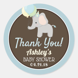 Stickers Baby shower éléphant Merci