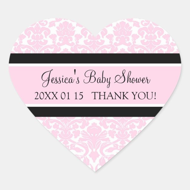 Stickers Baby shower en damas rose Favoriser (Devant)