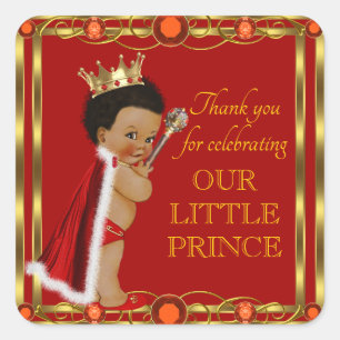 Stickers Baby shower en or rouge Afro Prince Jewel