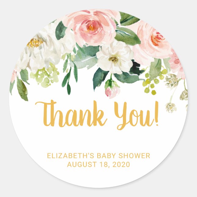 Stickers Baby shower Fille, Pêche Et Or (Devant)