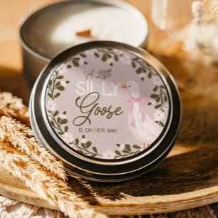 Stickers Baby shower fille rose oie sotte