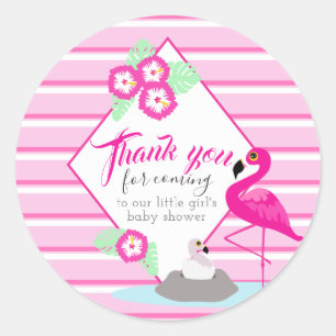 stickers baby shower flamingo rose Merci