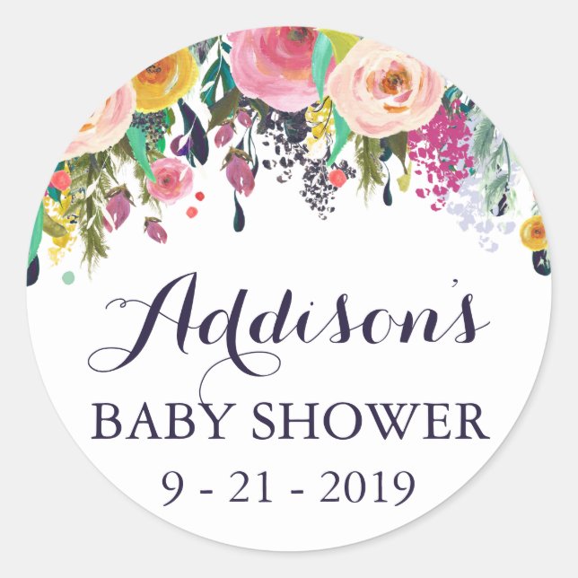 Stickers Baby shower floral Étiquettes (Devant)