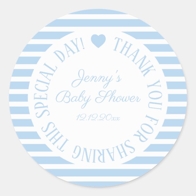 Stickers baby shower Garçon Bleu Faveur Coeur (Devant)