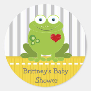 Stickers Baby shower grenouille jaune et gris