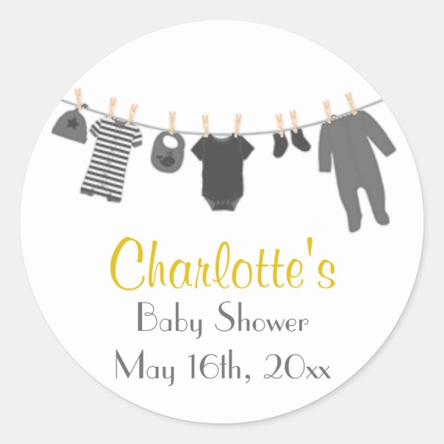 Stickers Baby shower gris et jaune (Devant)