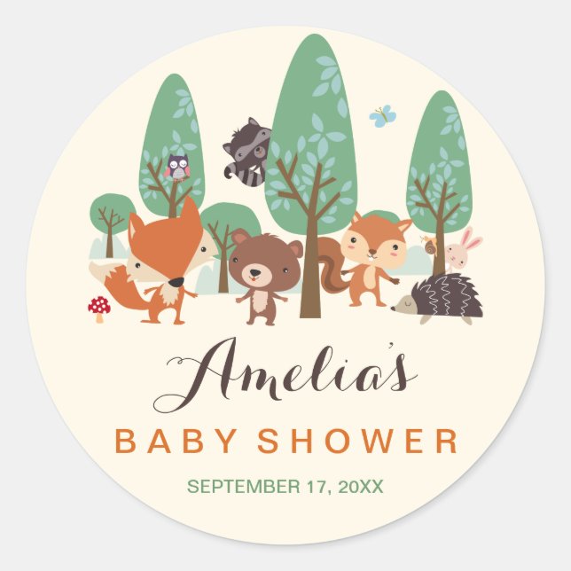 Stickers Baby shower Little Woodland Friends (Devant)