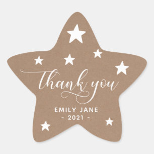 Stickers Baby shower Merci Stars Kraft
