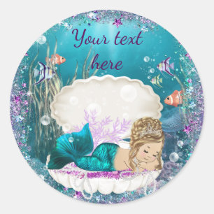 Stickers Baby shower mignonne sirène