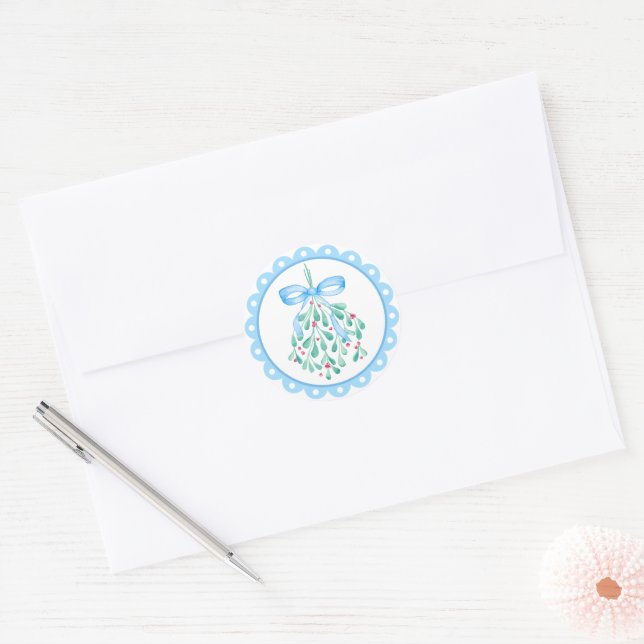 Stickers Baby shower Mistletoe Blue Bow (Enveloppe)