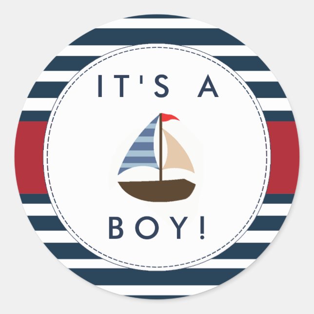 Stickers Baby shower nautique - C'est un garçon ! (Devant)