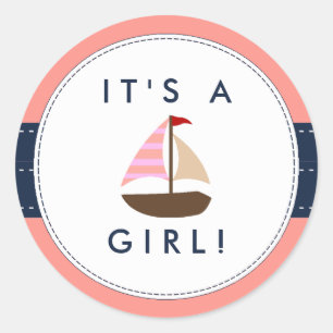 Stickers Baby shower nautique - C'est une fille !