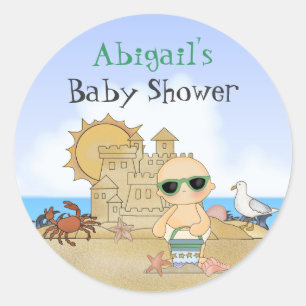 Stickers Baby shower neutre pour bébé de plage