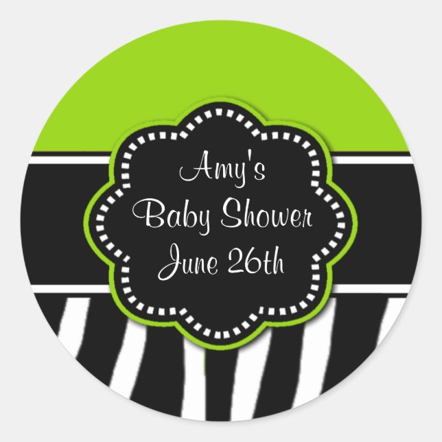 Stickers Baby shower ou Anniversaire Lime Zebra (Devant)