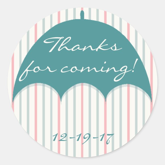 Stickers baby shower "Parapluie" 1 1/2" ou 3" (Devant)