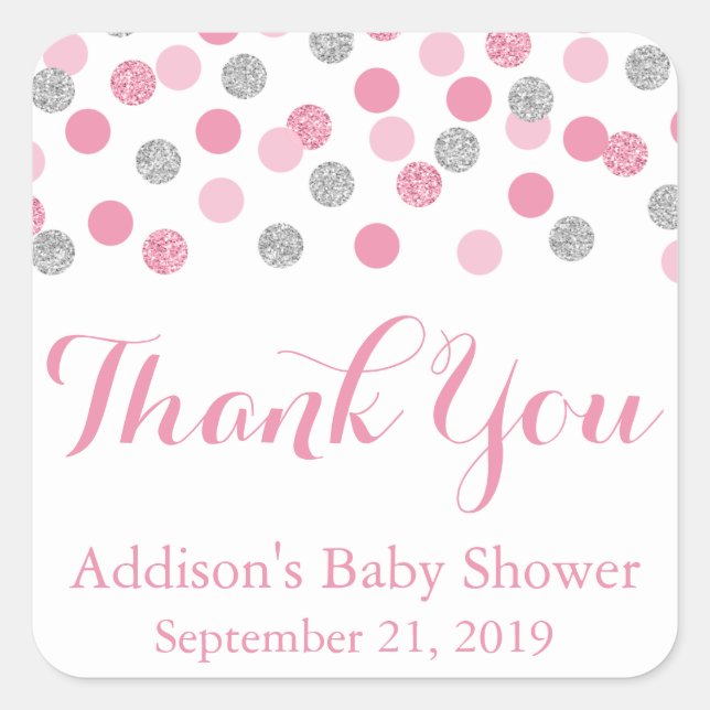 Stickers Baby shower Parties scintillant rose et a (Devant)
