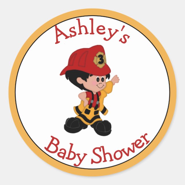 Stickers Baby shower petit pompier (Devant)