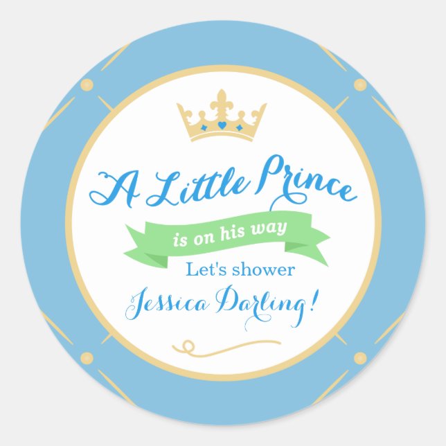 Stickers Baby shower Petit Prince | Bleu + Vert (Devant)