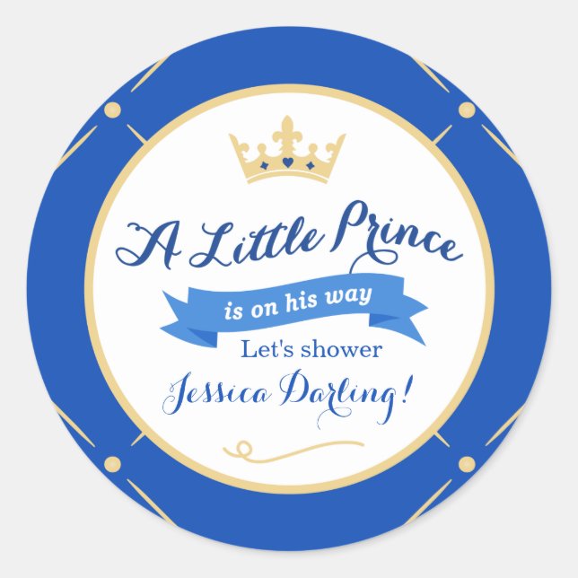 Stickers Baby shower Petit Prince | Royal Blue (Devant)