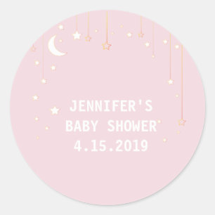 Stickers Baby shower Pink Moon Stars