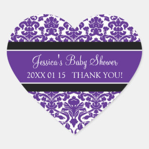 Stickers Baby shower Plum Damask Favoriser