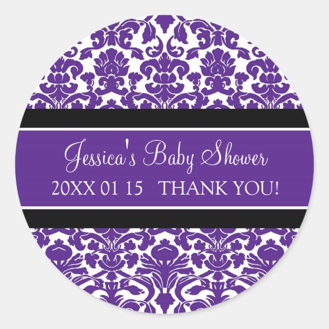 Stickers Baby shower Plum Damask Favoriser (Devant)