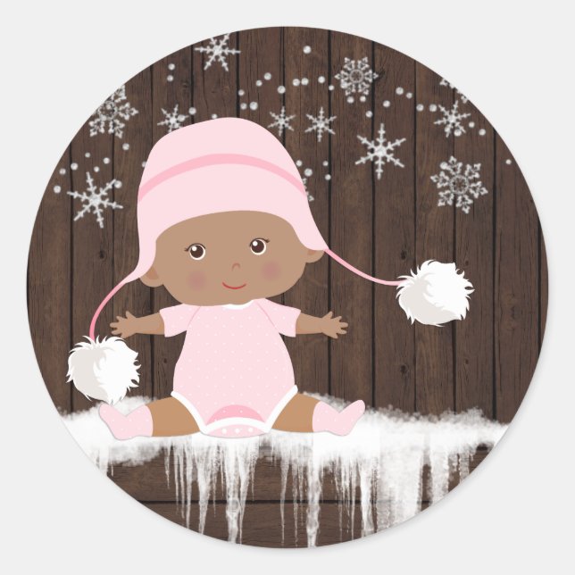 Stickers Baby shower pour fille ethnique Pink Snow (Devant)