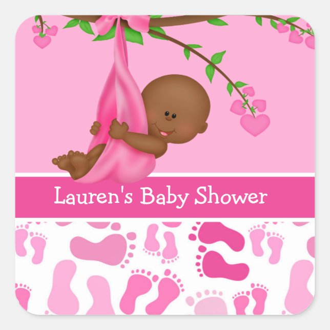 Stickers Baby shower pour filles afro-américaines (Devant)