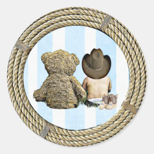 Stickers Baby shower pour ours en cowboy et en ted