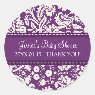 Stickers Baby shower pourpre Damas Favoriser